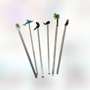 ART glass tropical drink stir stick swizzle
